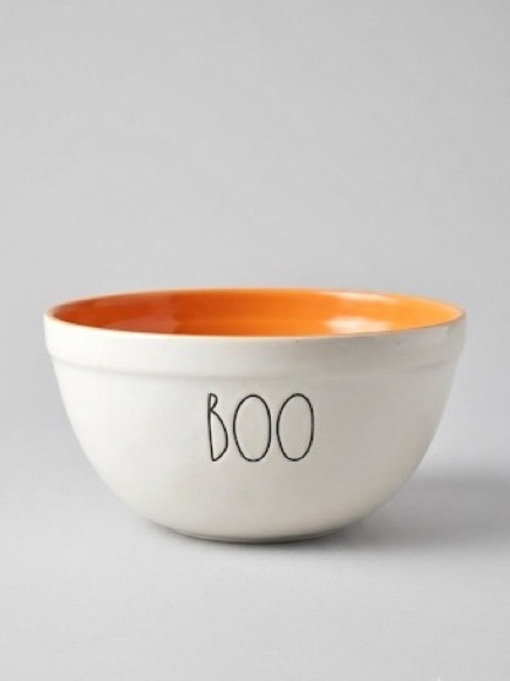 Rae Dunn BOO Halloween Large Melamine Serving Bowl Orange Interior 10x5